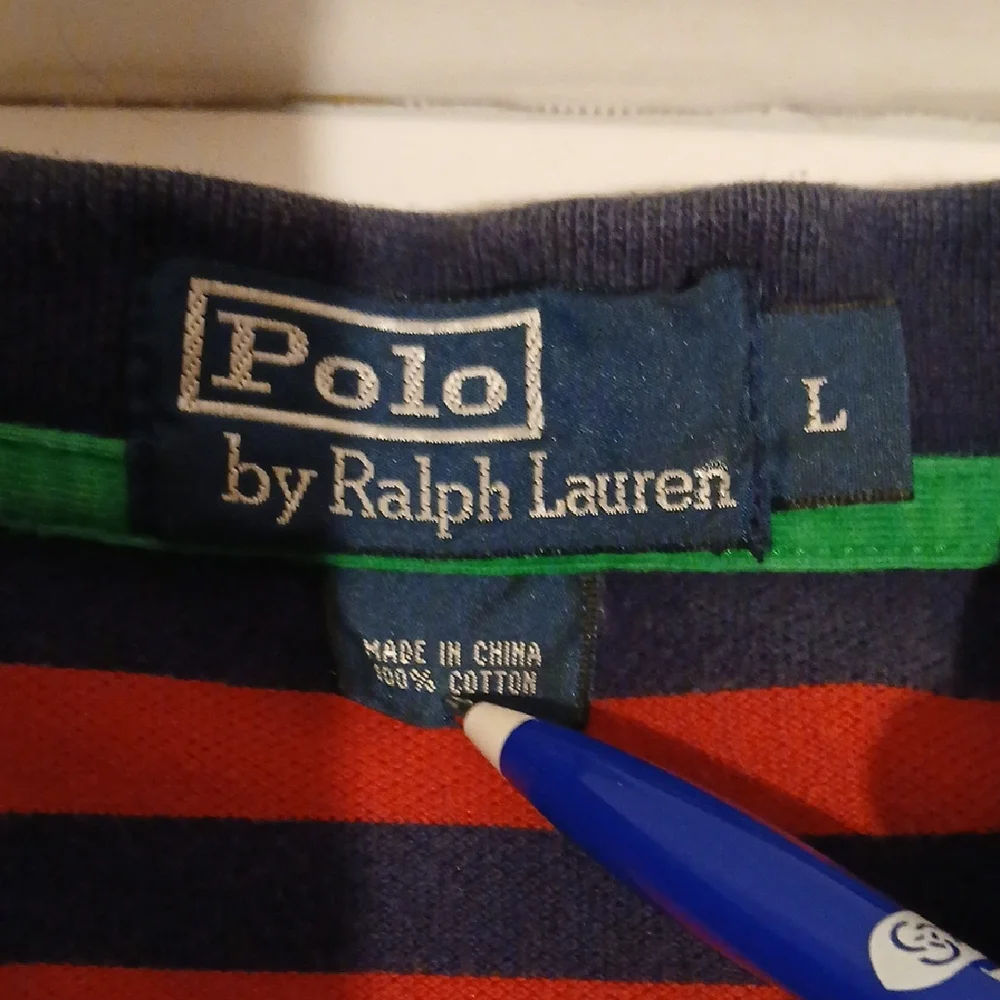 Ralph Lauren Red and Navy Striped Polo Shirt